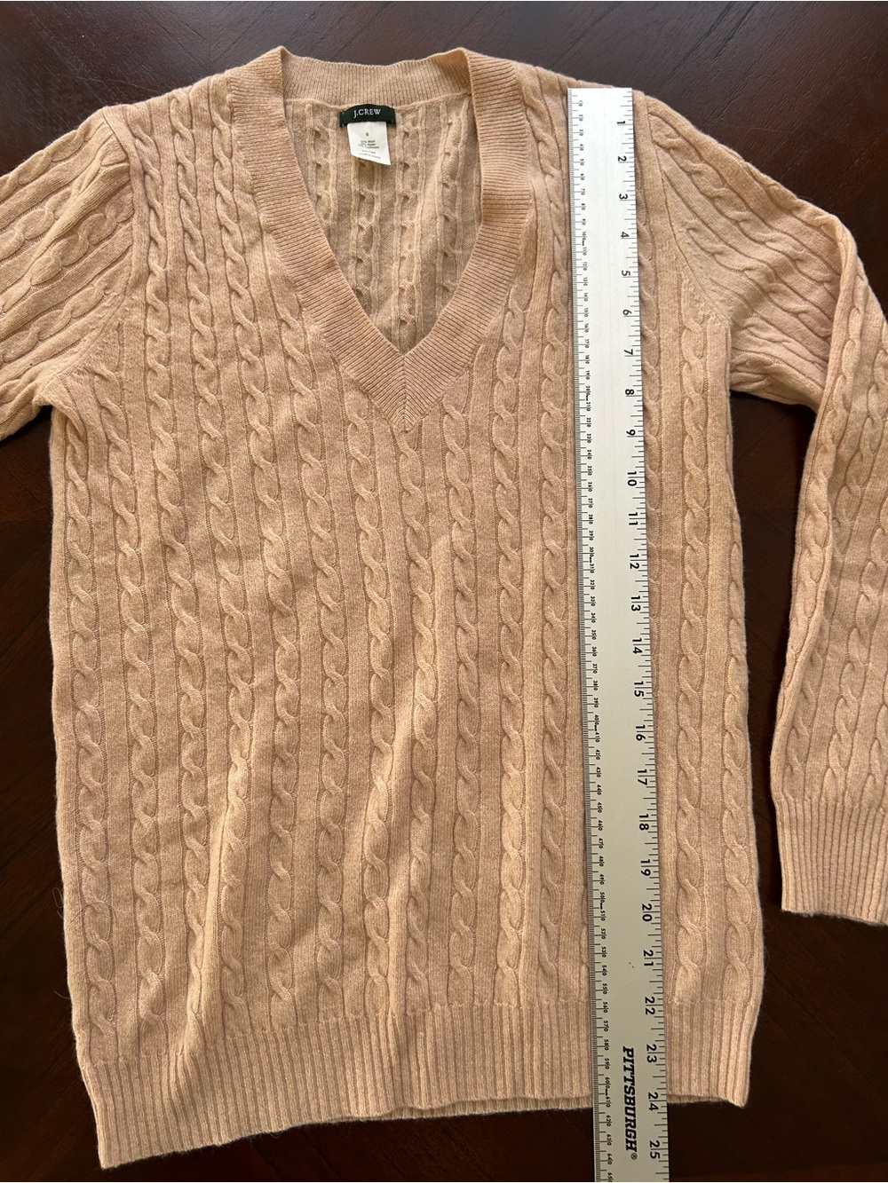 J. Crew women Cable-Knit V-Neck Sweater in Light Beige 55% wool size S - Picture 4 of 6